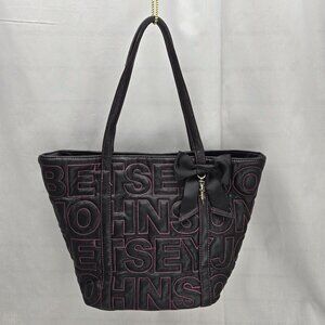 Betsey Johnson Black Bag with Pink Stitching & Black Bow